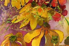 fleurs-jaunes-geranium-aquarelle-Francoise-Dubourg
