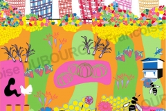 ville-nature-abeilles-toit-ruche-potagers-illustration- Françoise Dubourg