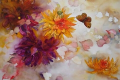 dahlias-lierre-automne-aquarelle-Francoise-Dubourg