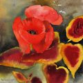 coquelicot-feuilles-flottent-aquarelle-Francoise-Dubourg