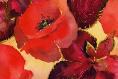 coquelicot-bouquet-feuille-aquarelle-Francoise-Dubourg